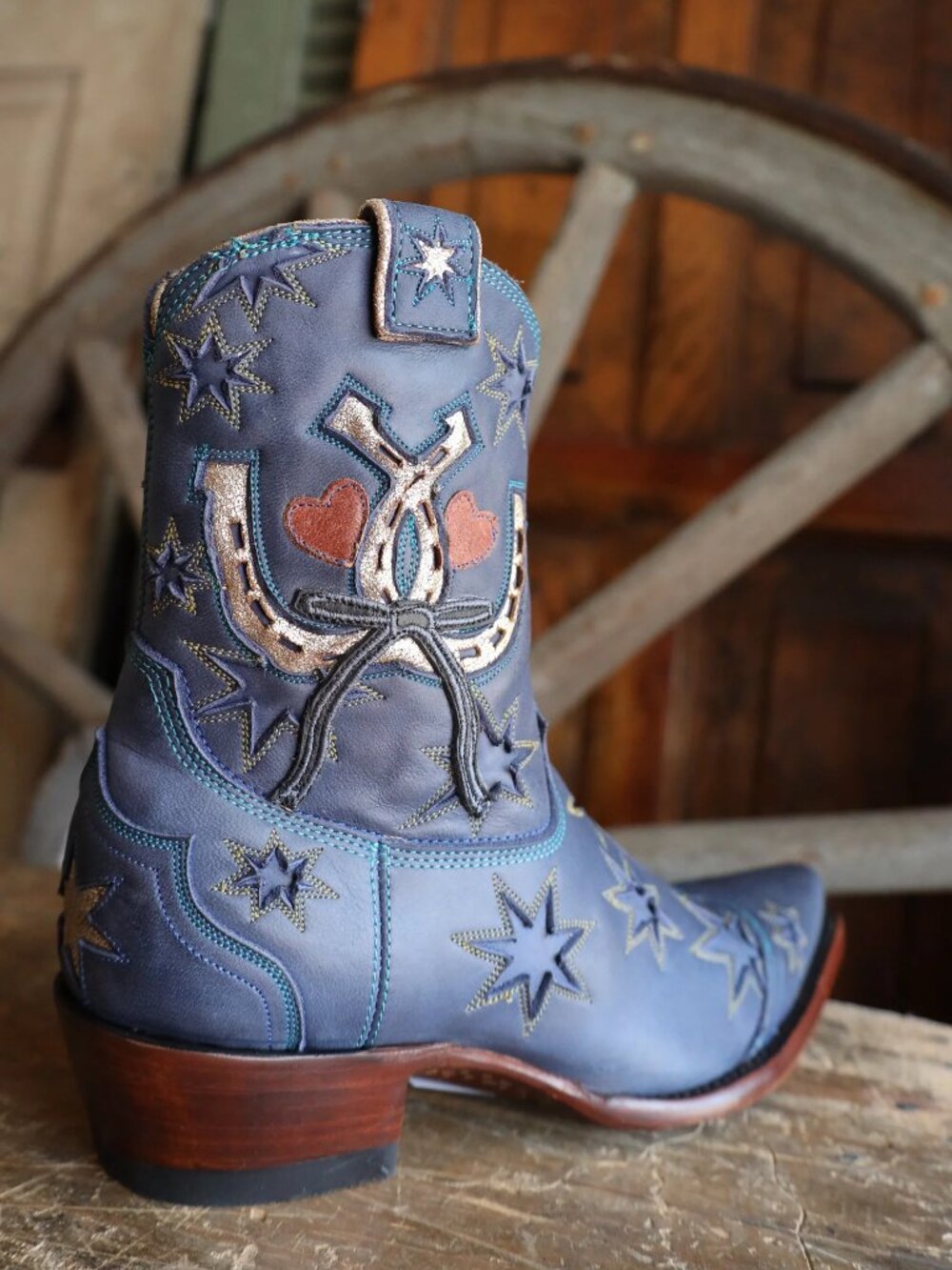 NEW $675 Gorgeous Old Gringo Horsin' Around Short Boots Blue Leather Handmade - Picture 3 of 6